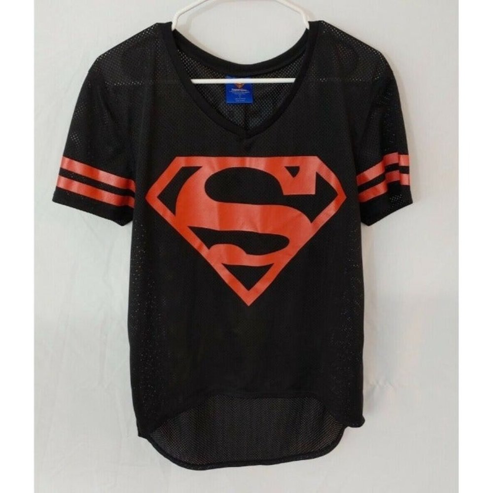 Superman Official DC Comics Black Jersey Size XL Mesh Jersey Superman Logo EUC